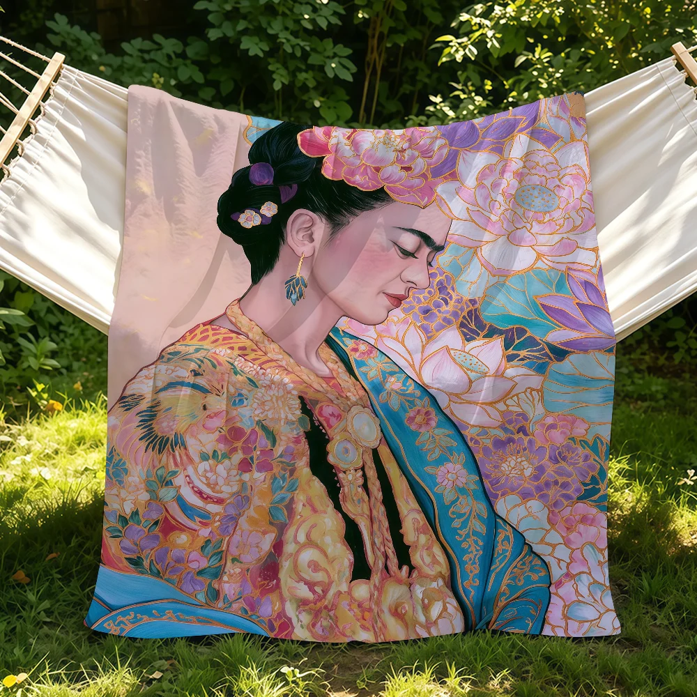 Cartoon F-Frida ART K-kahlo Blanket Suitable For Sofas Beds Offices Cars Outdoor Travel An Ideal Gift For Friends Family