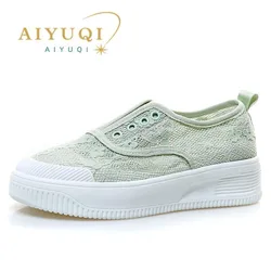 AIYUQI Fisherman Shoes Women 2024 New Lace Mesh Breathable Women Sneakers Large Size Flat Slip-On Casual Shoes Women