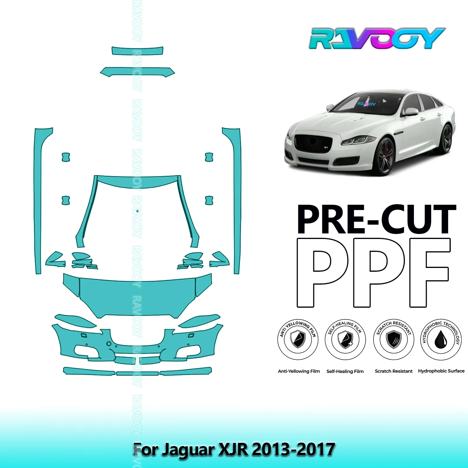 

Front Kit+Rockers Clear Bra Precut PPF Paint Protection Film For Jaguar XJR 2013-2017