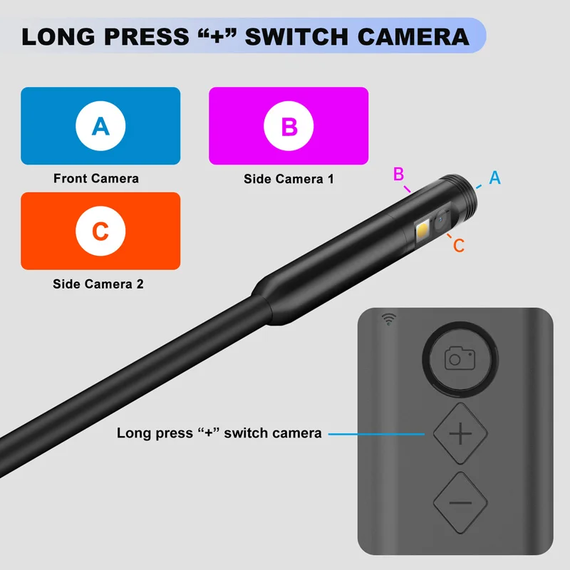WIFI Endoscope Single Dual Triple Lens HD1080P 8MM Wireless Pipe Inspection Borescope Camera Car Check LEDs Waterproof 2600mAh