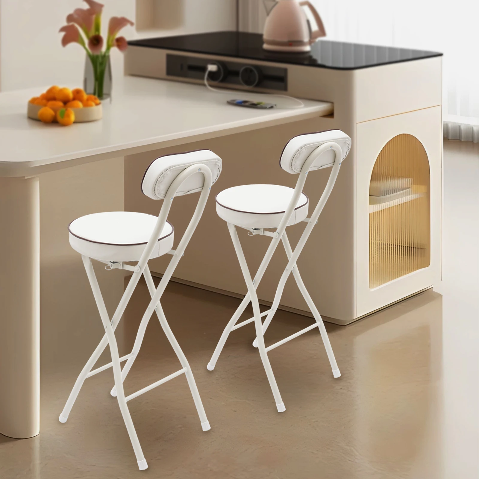 2 قطعة 25.6 بوصة ارتفاع قابل للتعديل للطي بار البراز ث/مقعد مبطن ، الحديثة المطبخ مكافحة البراز مجموعة لبار الإفطار ، مقهى المنزل