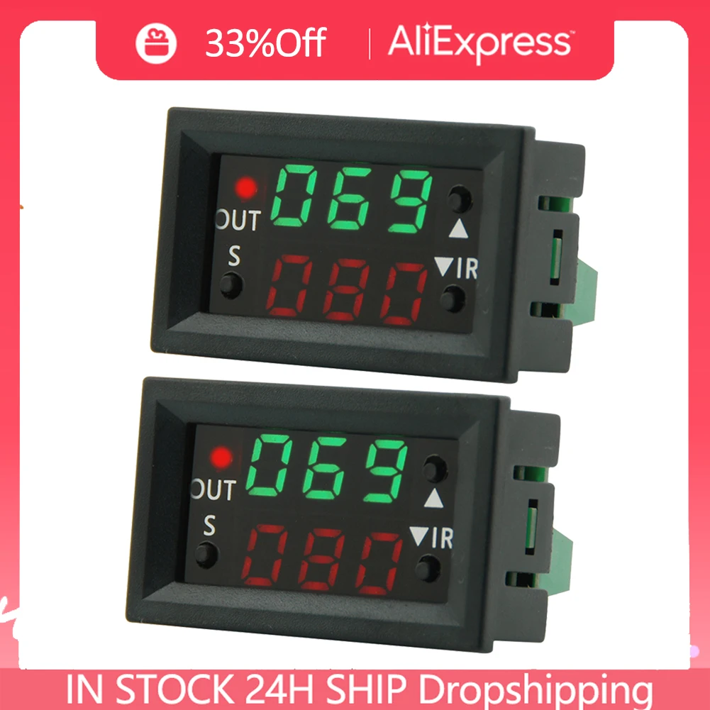 デジタル時間遅延リレー、LEDディスプレイ、サイクルタイマー制御スイッチ、調整可能なタイミング、0-999s、1/2パック、12v