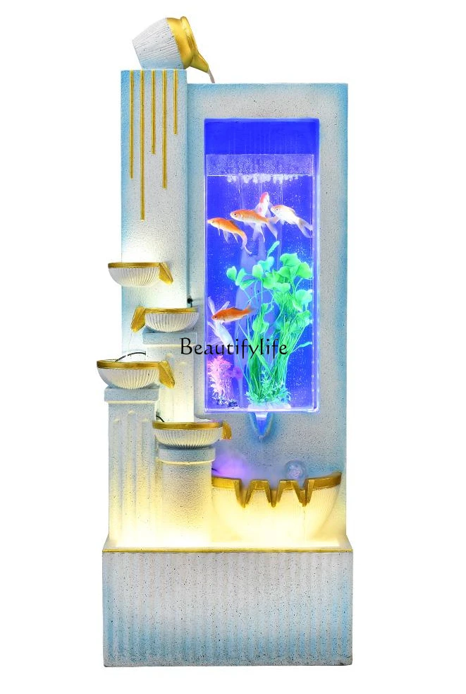 

Lucky Fish Tank Circulation Flowing Water Ornaments Living Room Humidified Water View Hallway Balcony Floor-Standing Decorations