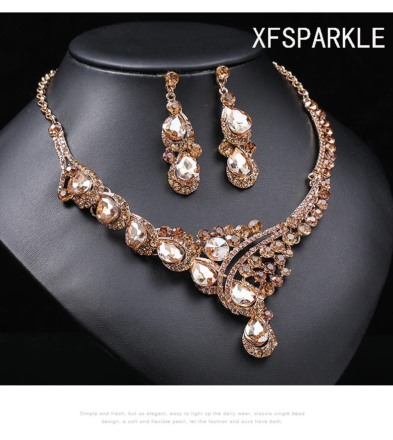 

2023 Over-the-top vintage necklace set women's luxury crystal party dress accessories