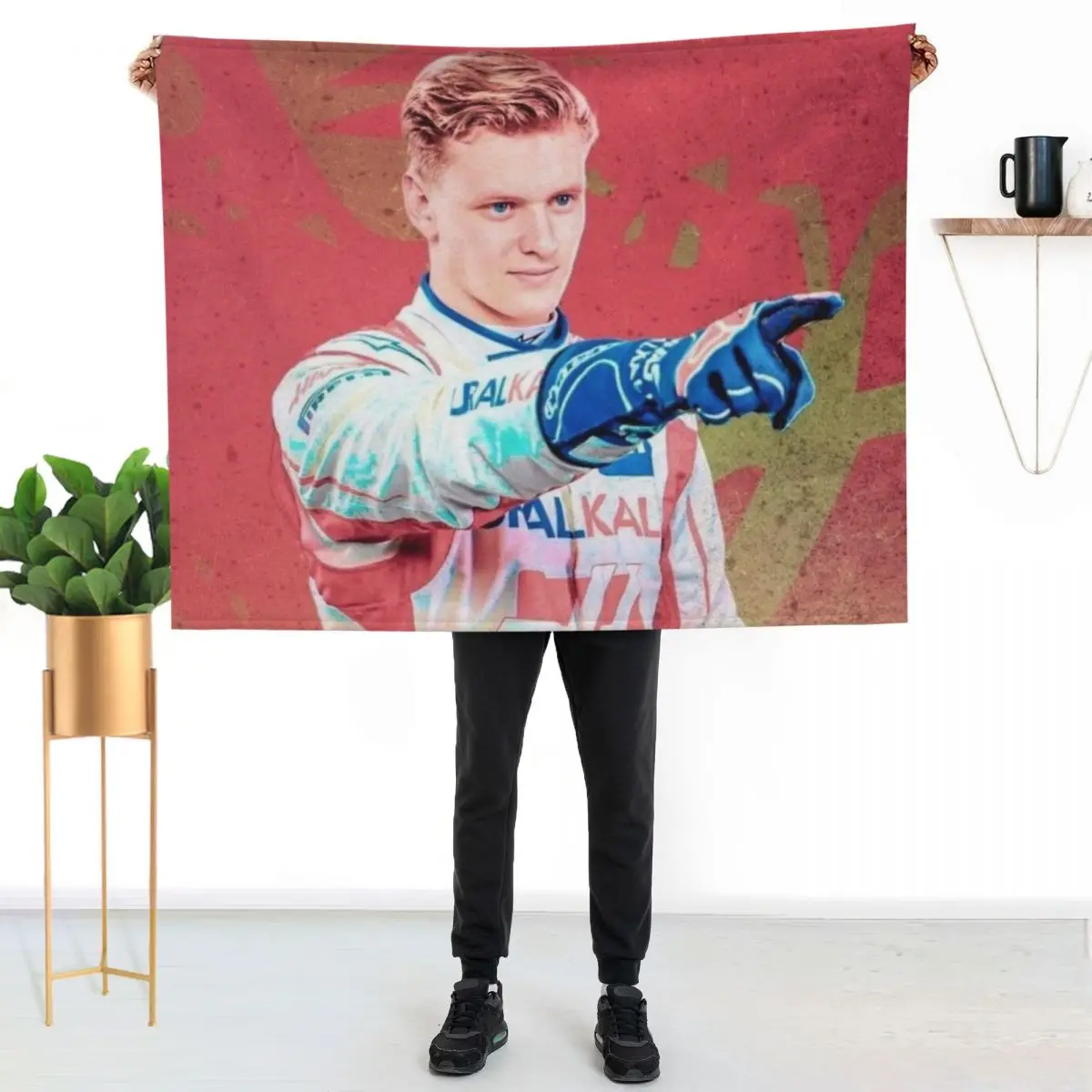 

mick schumacher Throw Blanket Shaggy Furry Soft Blanket for Bedroom Living Room