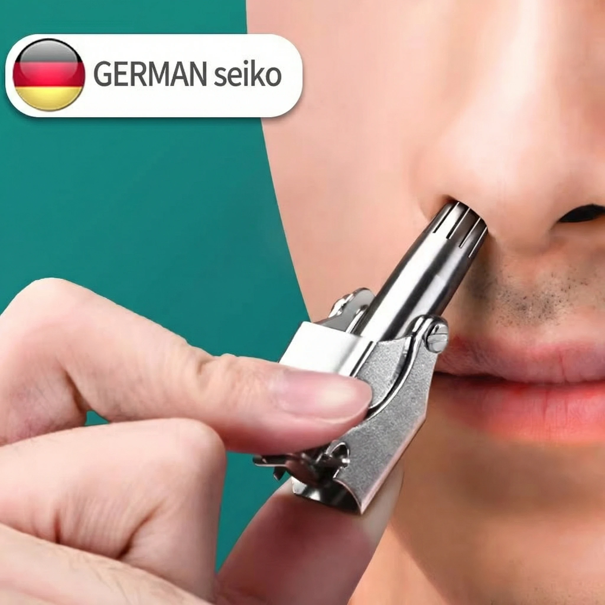 German-Style Manual Nose Hair Trimmer - Stainless Steel Round Tip Safe Scissors for Men C2612