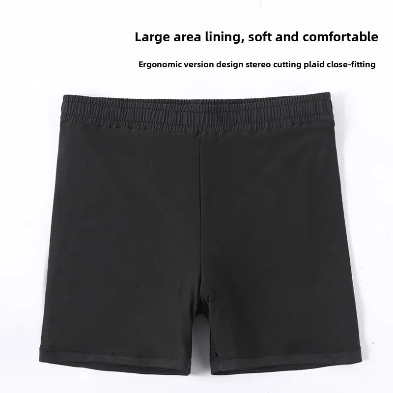 ملابس سباحة رجالية بطبقة مزدوجة سريعة الجفاف ومريحة بخمسة أجزاء فضفاضة كبيرة الحجم للسباحة والجري والربيع الساخن ملابس بحر سوداء
