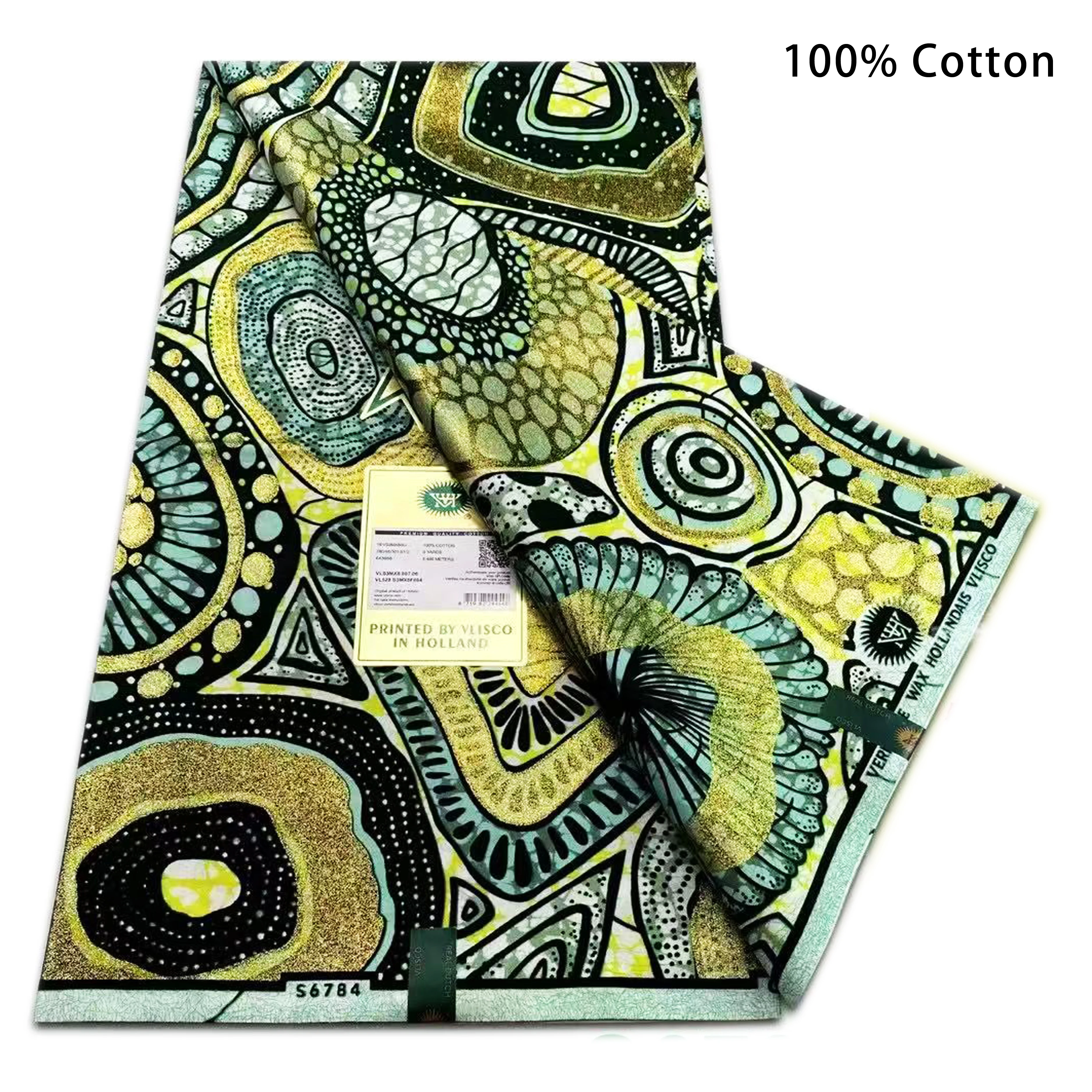 2025Soft Golden Glitter Cotton Ankara Wax Fabric 6 Yards Super Quality African Batik Print Gold Flash Grand Wax Fabric