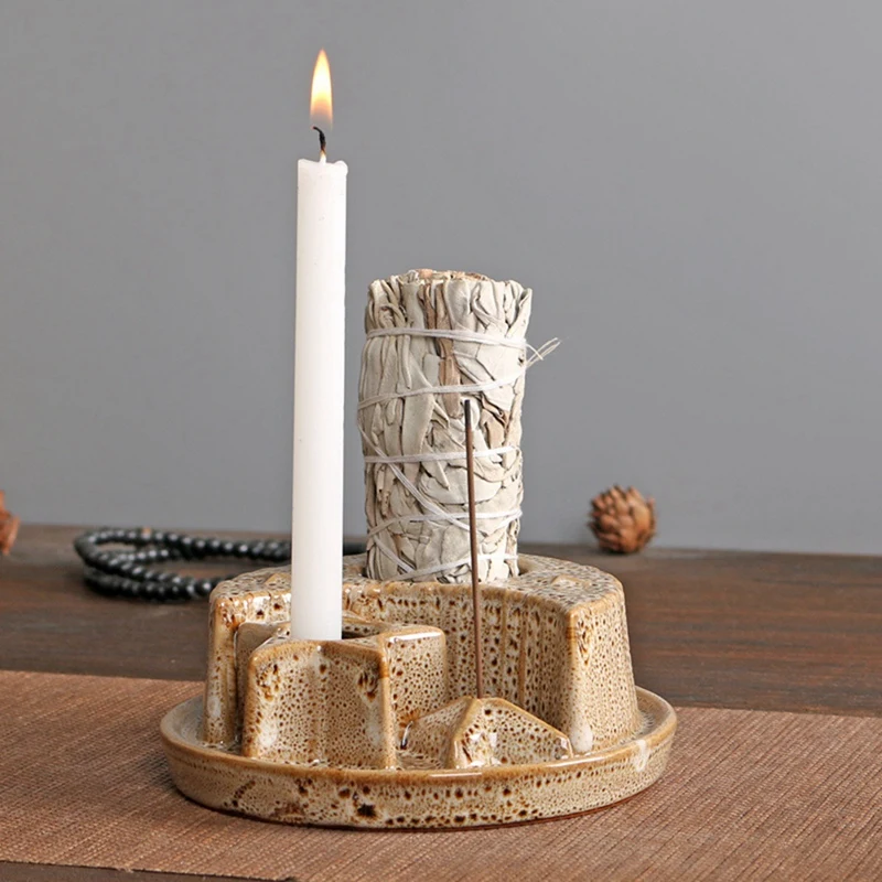 4 In 1 Candle Holder Ornaments Candlelight Dinner Props Light Luxury Ceramic Candle Lamp Dining Table Candle Holder