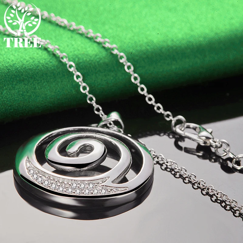ALITREE 925 Sterling Silver Vortex Zircon Pendant Necklace For Women necklaces Fashion Party Birthday Wedding Charm Jewelry Gift