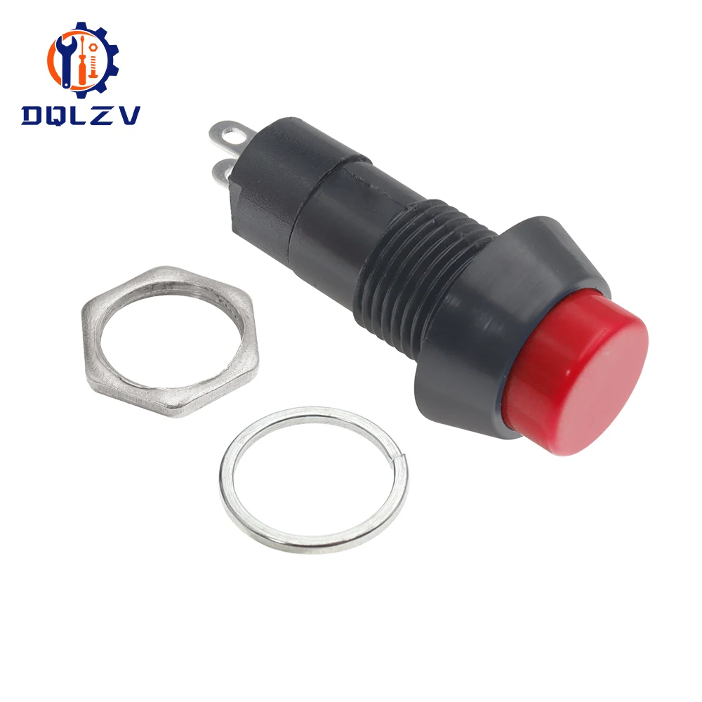 Self-lock/Self-Recovery Pushbutton Switches 12mm OFF-ON Plastic Push Button Switch momentary 3A 250V AC 2PIN 6Color Mixing