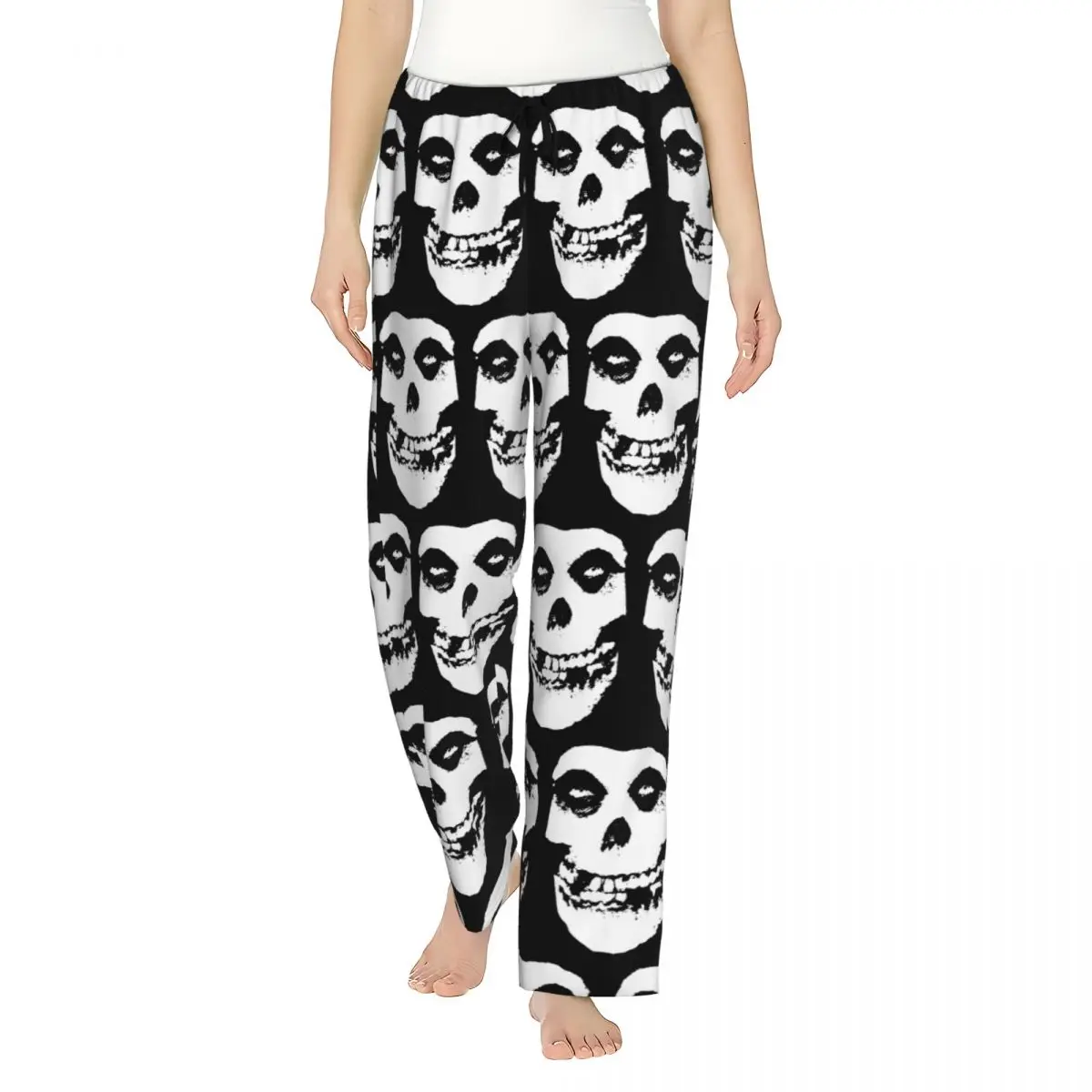 

Женские пижамные штаны Misfits Skull на заказ, одежда для сна с карманами для сна и отдыха