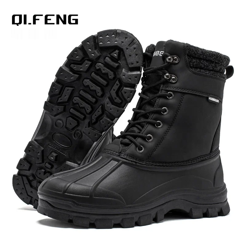 Winter New Outdoor Anti Slip Wear Resistant Snow Boots Men\'s Work Warm High Top Plush Boots Mountaineering Hiking Touring Shoes