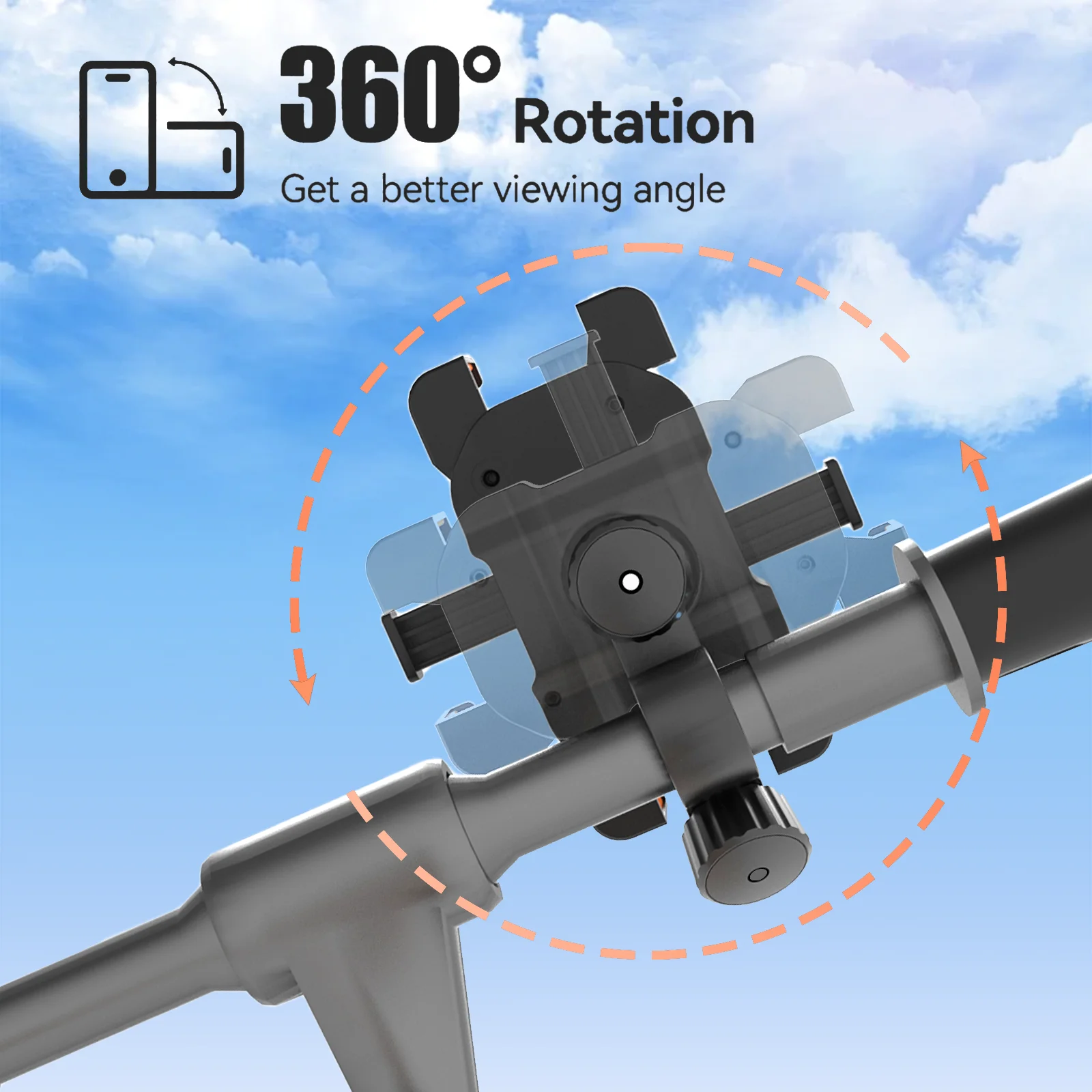 Bicycle Phone Holder 360° Rotatable Universal Non-slip Bicycle phone Stand for 4.7-7 inch Mobile Phone Stand Shockproof Bracket