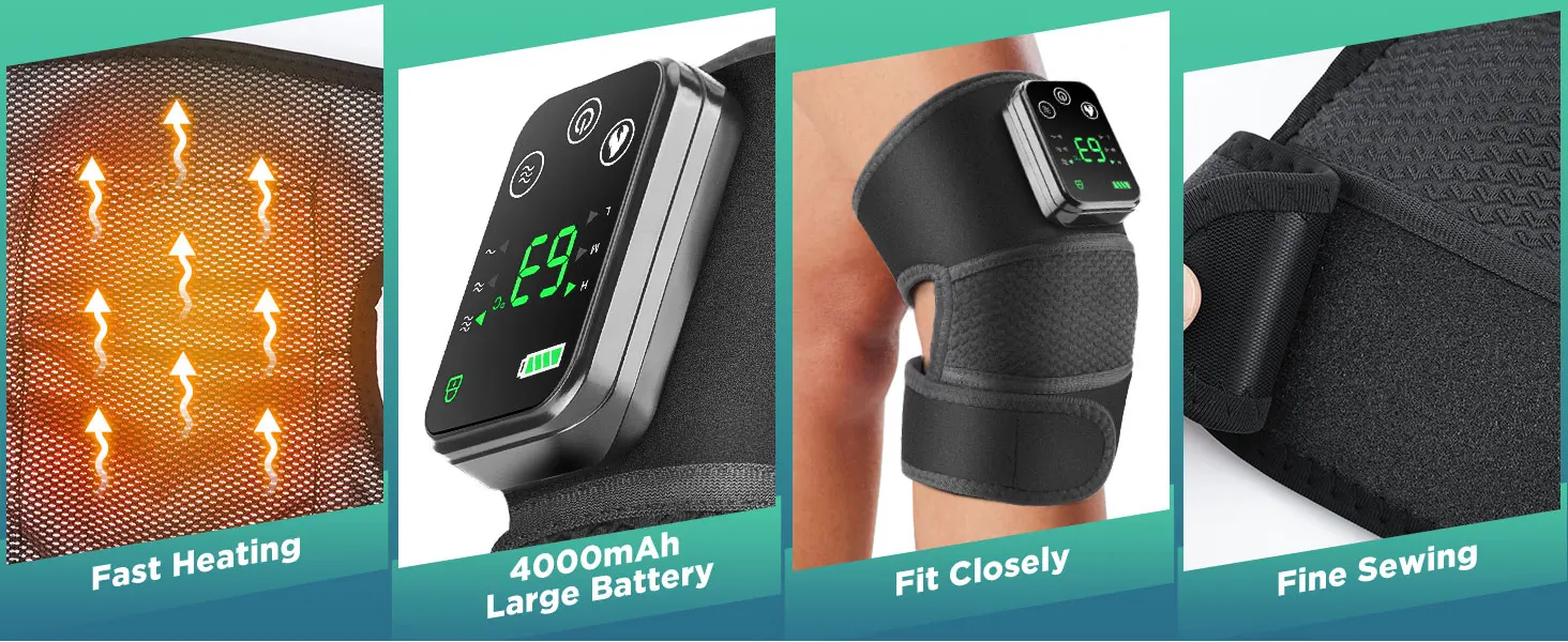 Heated Vibrating Knee Pads for Joint Far-infrared Knee,Shoulder & Elbow Pad 3 in 1 Brace Hot Compress USB Charging Warmer Strap