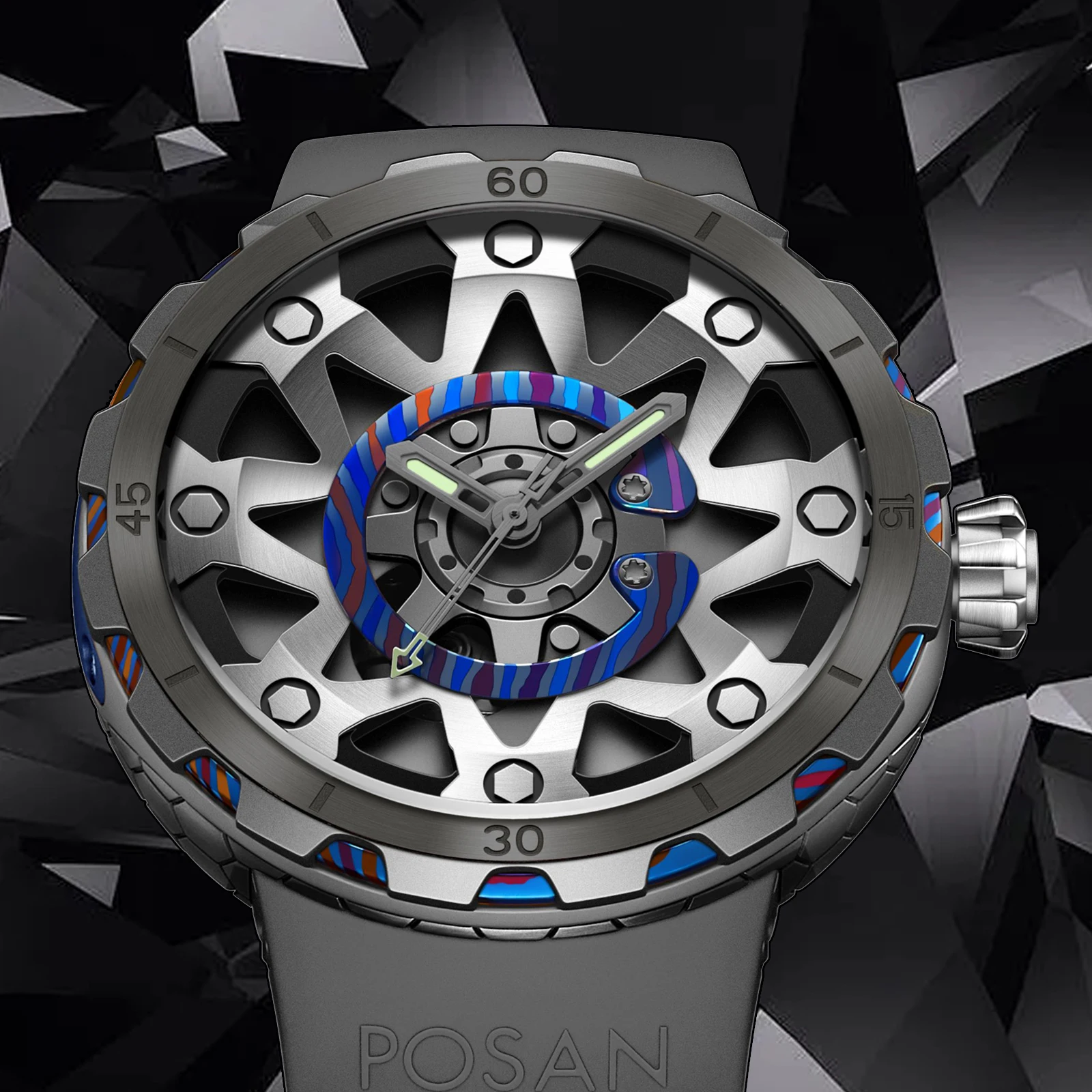 PINDU+POSAN Jointly Designed New Titanium Mechanical Watch Men Miyota 82S0 Movement Sapphire Glass Fluororubber Waterproof Watch