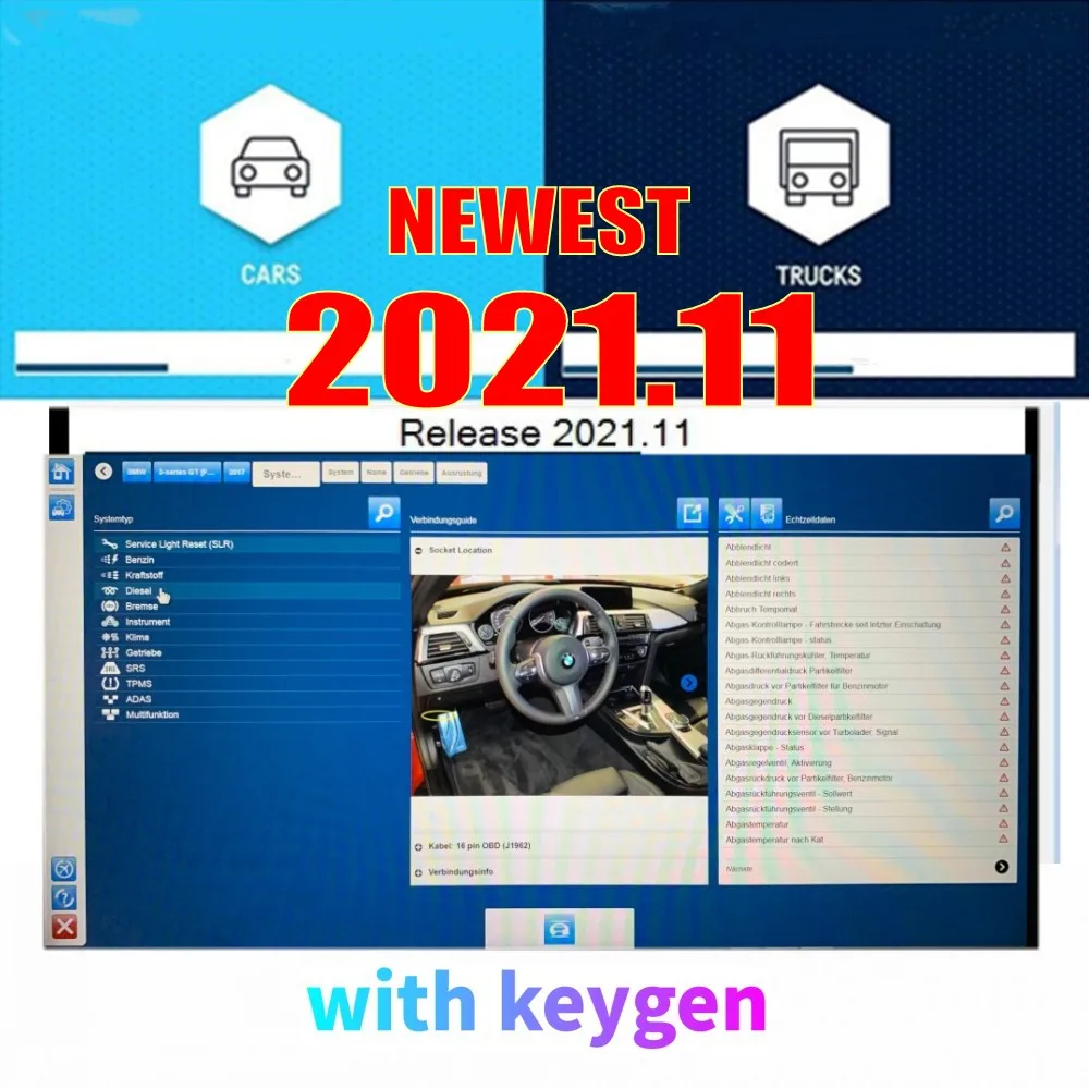 2024 New VCI 2021.1 with Keygen VdIJk Autocoms Pro Vd Ds150e Cdp Bluetooth TNESF DELPHIS ORPDC Car Truck Obd2 Diagnostic Tools