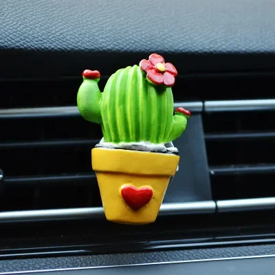 CHIZIYO deodorante per auto piante di Cactus profumo presa d\'aria aria condizionata Clip di fragranza simpatici ornamenti creativi