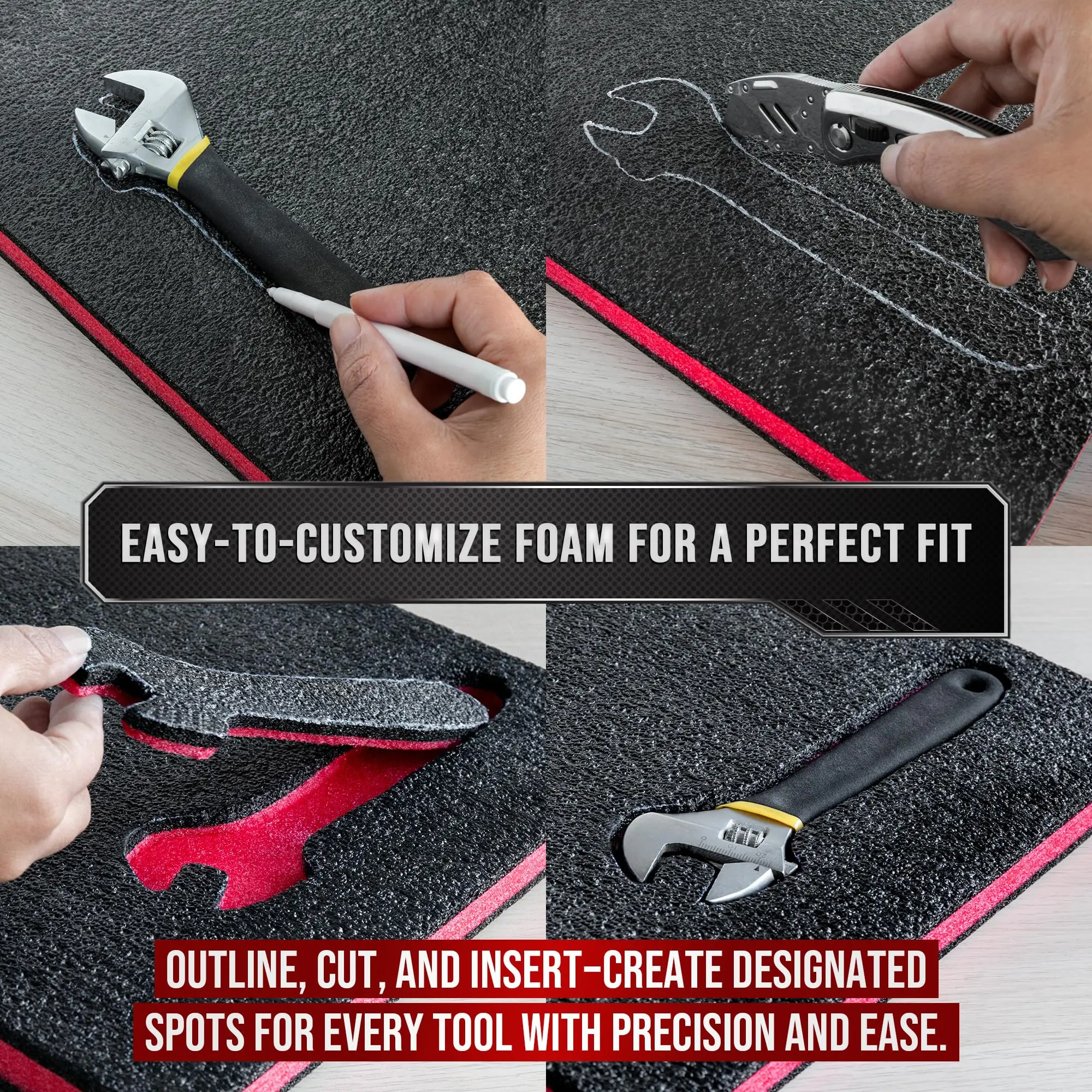 إدراجات واقية من الإسفنج لصندوق الأدوات، رغوة أدوات البولي إيثيلين للحافظات، إدراج وسادة لصناديق الأدوات للتغليف والحرف اليدوية