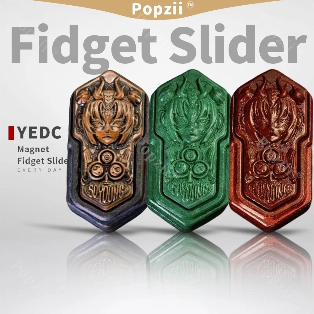 

YEDC Red Copper EDC Mechanical Magnet Fidget Slider Fidgeting toy Office Stress Relief Gadgets Antistress Anxiety Toys