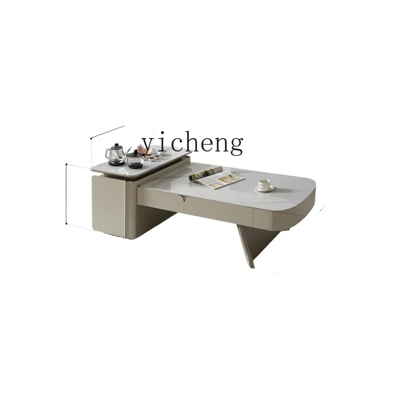 

Tqh Stone Plate Kung Fu Coffee Table Living Room Modern Minimalist Tea Table Light Luxury Home Integrated Tea Making Table