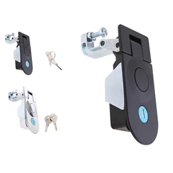 1x Compression Push Locks Latch Flush Mount with 2 Keys Universal for Tool Box Camper Trailer Caravans Locks Black & White