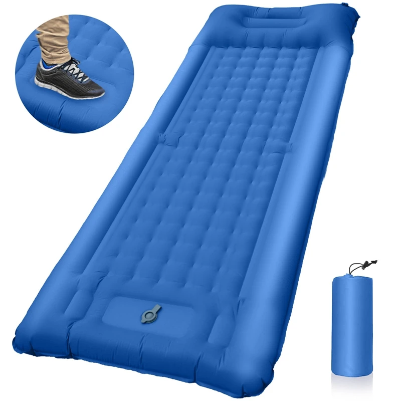 Buit-in Foot Pump TPU Outdoor Fast Inflatable Mattress Portable Camping Damp Proof Sleeping Pad Lunch Break Cushion Ultralight