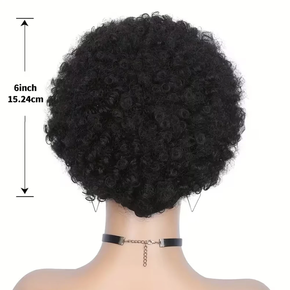 Short Afro Kinky Curly Wig with Headbands Attached Synthetic Replacement Wig Hair Machine Made Cosplay Headbands For Women