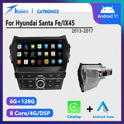 CATRONICS-안드로이드 11 옥타코어 6 + 128G 산타페 IX45 용 최고 수준의 자동차 DVD GPS 멀티미디어 라디오 비디오 플레이어, 자동 네비게이션 DSP