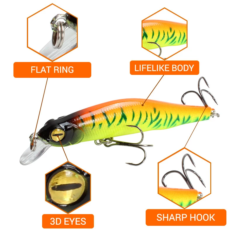1pcs Sinking Minnow Fishing Lure Wobblers Hard Artificial Bait 3D Eyes 8cm 8.5g High Quality Crankbait Plastic Baits Fish Pesca