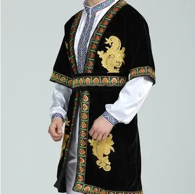 

Uzbekistan Performance Men Long Vest Uighur Dance Cloth Include Belt Stage Folk Spring