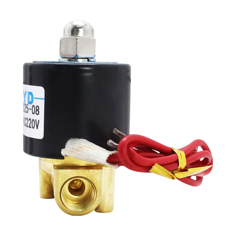 Normally closed solenoid valve, water valve, 2W025-08 DC24V/AC220V2 sub-switch valve, 1/4 brass control valve, air valve