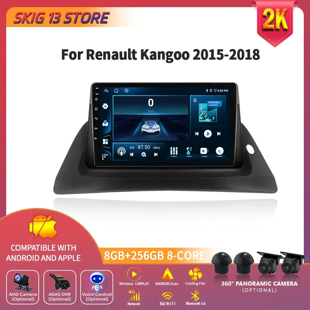 For Renault Kangoo 2015-2018 Android Car Radio Multimedia Navigation Wireless Carplay 5G WIFI Stereo System 4G GPS Touch Screen