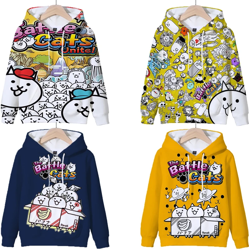 The Battle Cats Print Sweatshirts Kids Clothes Cartoon Long Sleeve Hoodies Harajuku Boys Girls Pullover Tops Children's Clothing