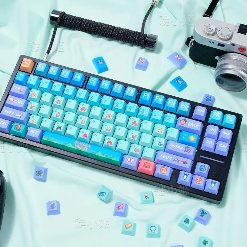 138 Keys Stardew Valley Theme Keycaps Game Anime Key Cap PBT Cherry Profile Custom Cute Game Keycap for Mechanical Keyboard