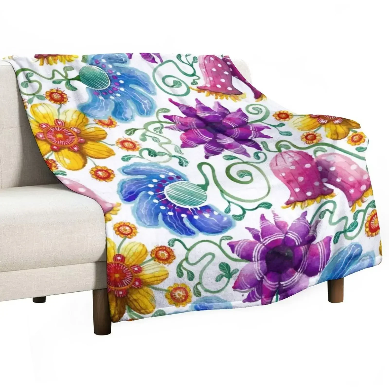 Summer Flowers Throw Blanket Furry Bed Weighted Bed linens Blankets