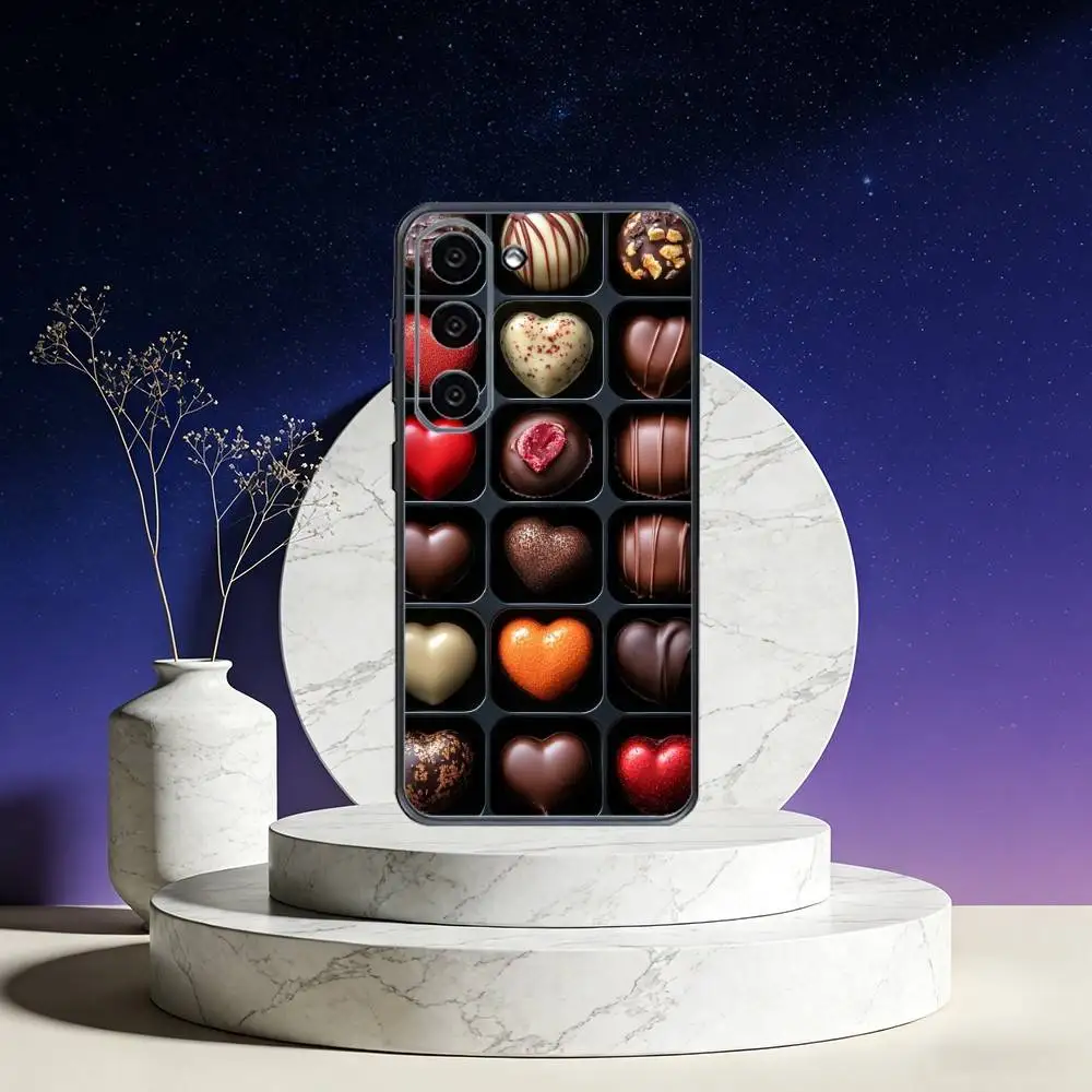 حافظة هاتف سي شوكولاتة لهاتف سامسونج جالاكسي A73، A72، A71، A70، A53، A52، A51، غطاء أسود ناعم آخر