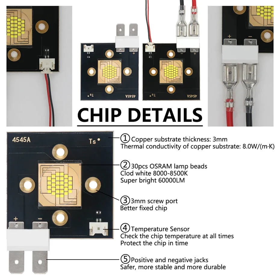 400W LED Chip Lampe Perlen DC30-36V 12A 60000LM Kühles Weiß 8000-8500K Für Fern Bühne lichter Film Und Fernsehen Licht DIY – Detail 3