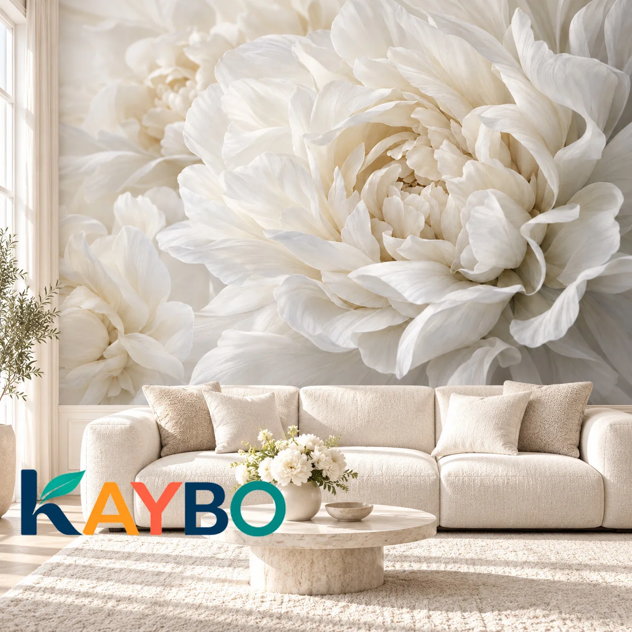 Floral Wallpaper Mural White Peony Flower Wall Art Luxury Bedroom Living Room Decor Custom Size Elegant Floral Non Self Adhesive
