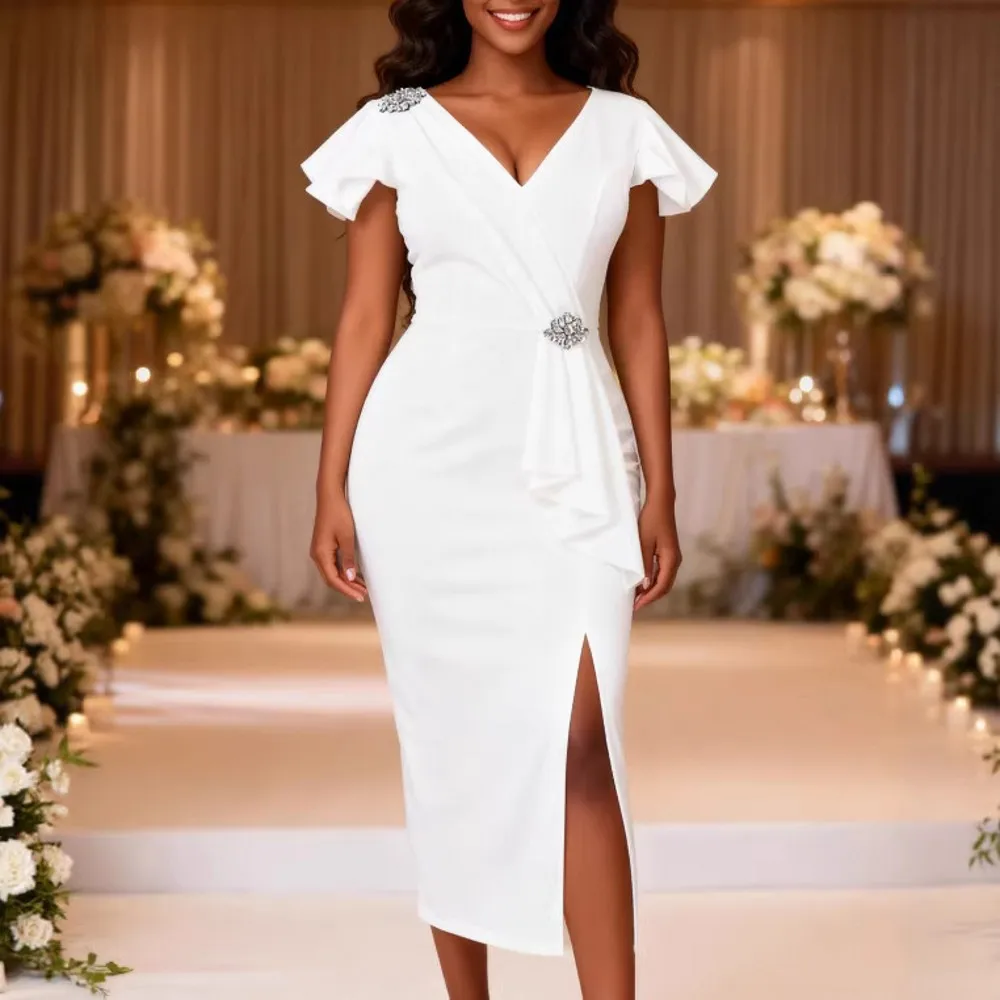 

Африканские платья для женщин, элегантное весенне-летнее платье миди с v-образным вырезом и короткими рукавами, дашики, женская традиционная африканская одежда, 2026