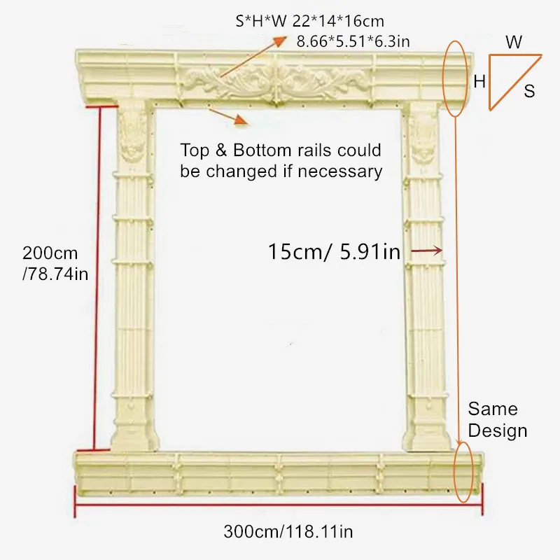 Durable ABS Cast in Place Square Column Window Frame Border Mold, Exterior Wall, Concrete Door Frame Mould, 15cm/ 5.91in Clm Dia