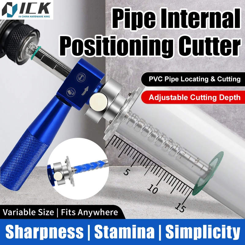 

Internal Pipe Cutter: Adjustable (1/2"-4"), Spring-Loaded for Tight Spaces on PVC & Multi-Material Pipes