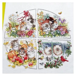 SJ043 Stich Cross Stitch Kits Craft Packages Cotton Seasons Painting Counted New Designs Needlework Embroidery Cross-Stitching