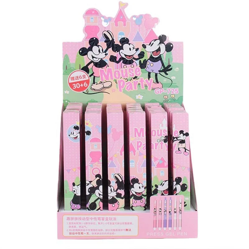 Imagem -06 - Canetas Kawaii Disney Mouse Gel Tinta Preta Canetas Signature Puzzle Criativo Material Escolar e de Escritório Brinde Promocional 36 Pcs 05 mm