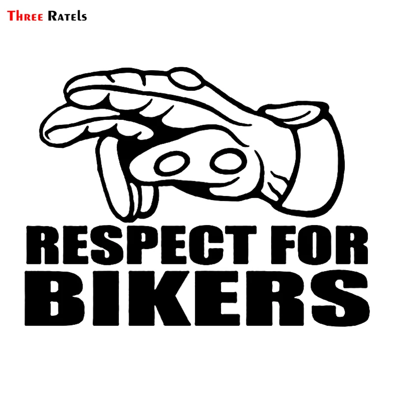 Three Ratels LBH483# 15x11.3cm Funny Car Stickers Respect For Bikers Gesture And Decals