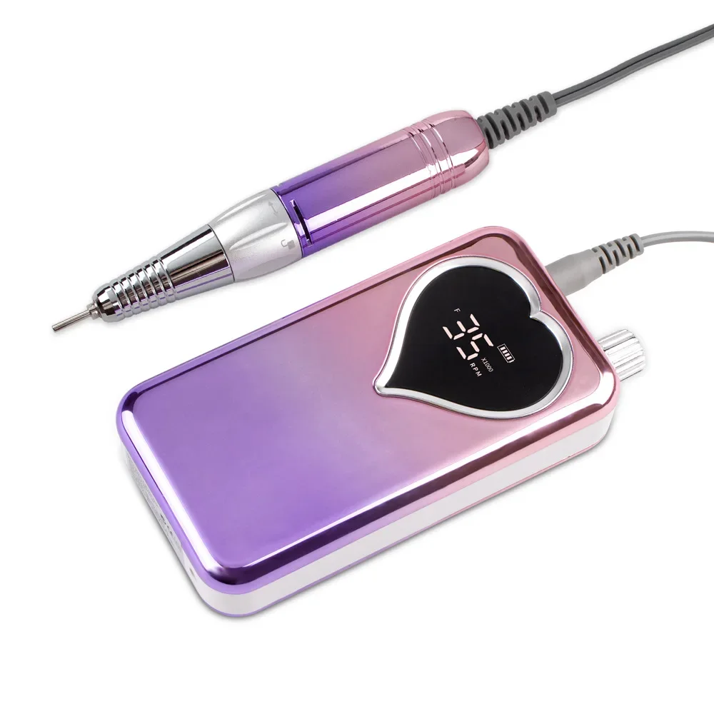 Ponceuse à Ongles Rechargeable à Poignée Violette Dégradée 35000 tr/min, Portable, Sans Fil, Électrique, de Bureau, Ensemble de Machine de Manucure