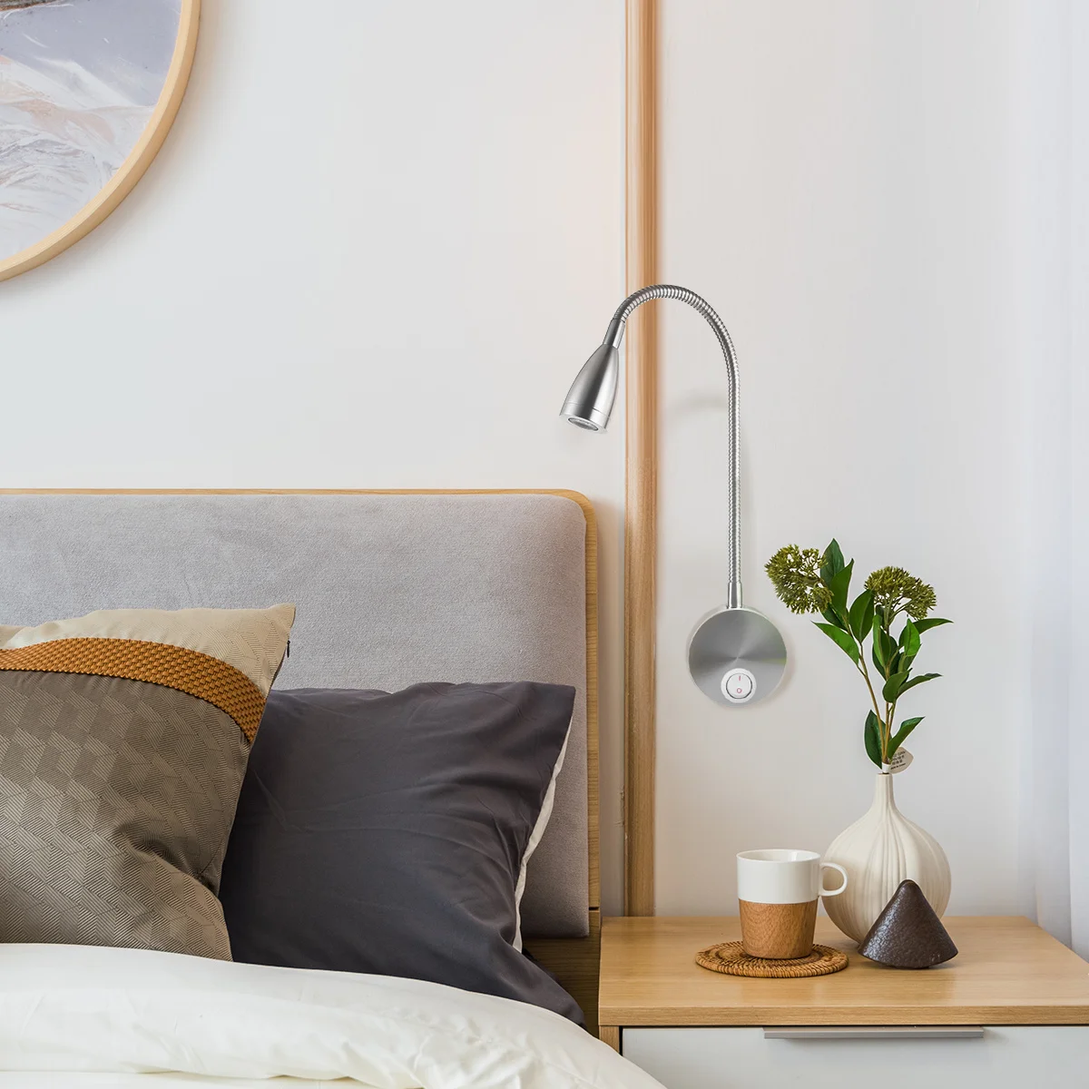 

1pc 3W 85-265V Rotatable Led Wall Light Silver Flexible Arm Warm White For Bedroom Reading Home Decor Bedside Lamp