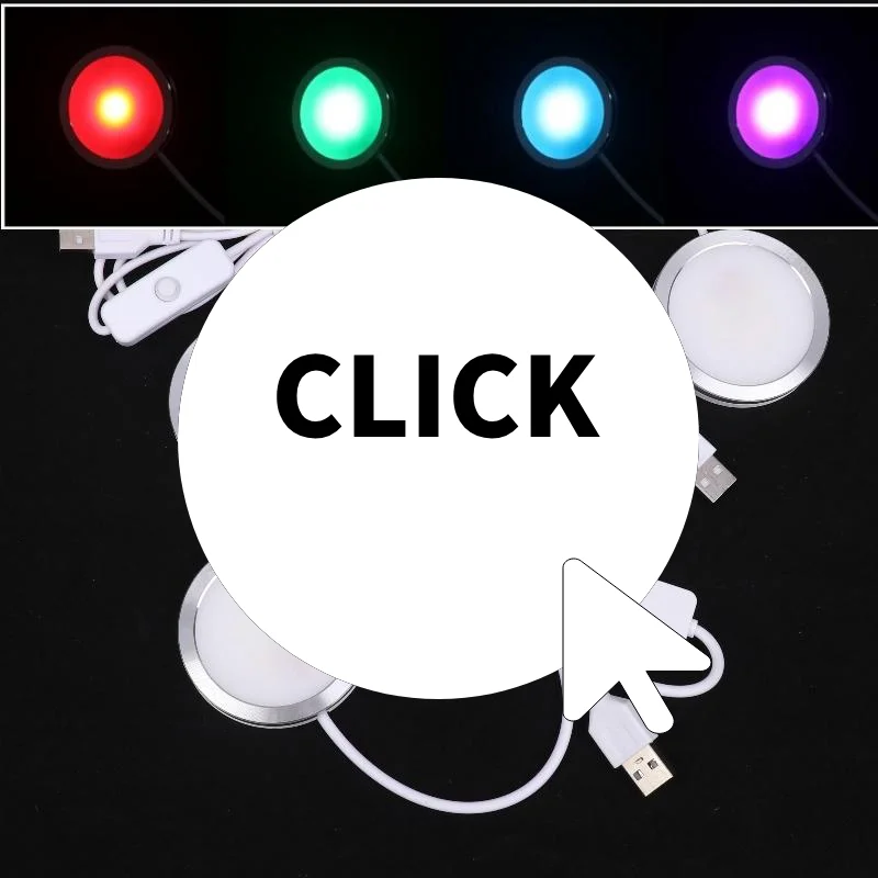 1Pcs For Bamboo Led Light Parts DIY Model Warm White/Multicoour USB Round Ultra-thin Light For Bambu Lab Led Lamp Kit Hardware