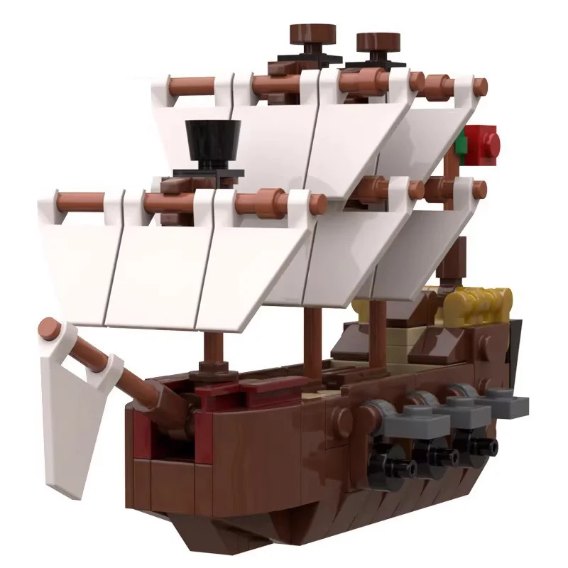MOC Piratenboot Modell Bausteine Mittelalter Segelboot Schiff Versand Segelziegel Spielzeug