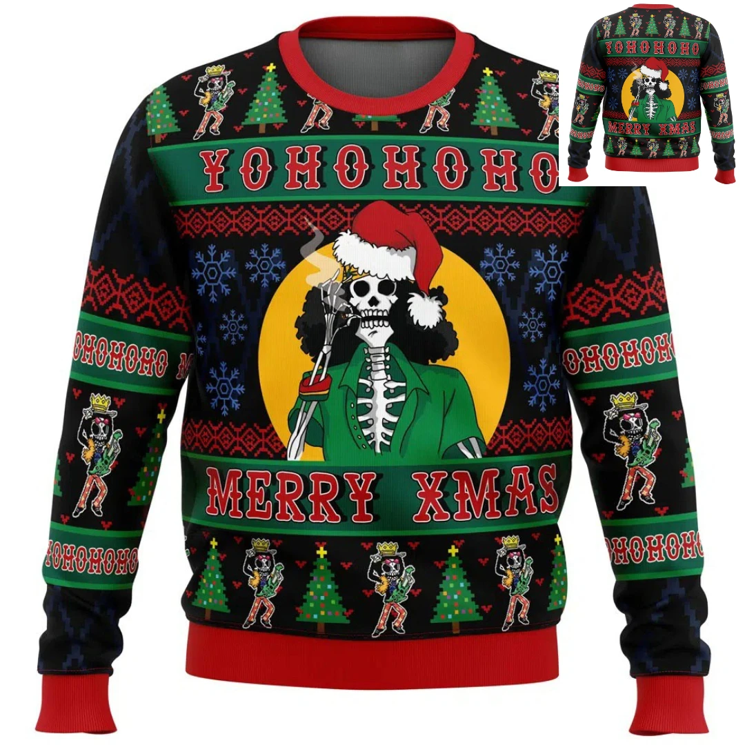 Herfst One Piece Yohohoho Hippie Trip Brook Anime Lelijke Kerst Sweatshirt Winter Zachte Comfy Stijlvolle Pullover Trainingspak Tops